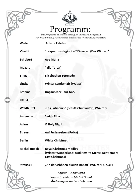 Vienna Royal Orchestra -Programm